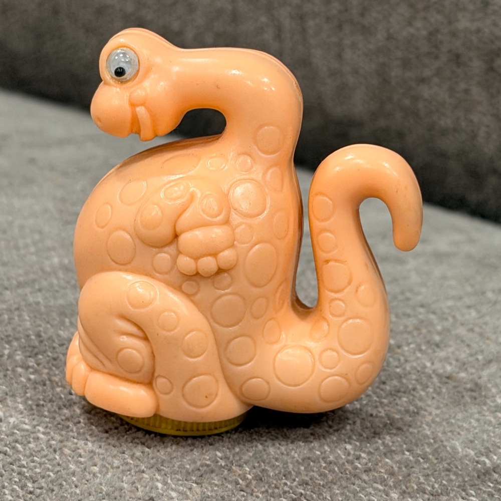 Vintage Wind‎ Up Dinosaur Toy Peach Plastic 1980s 1990s Small Figure